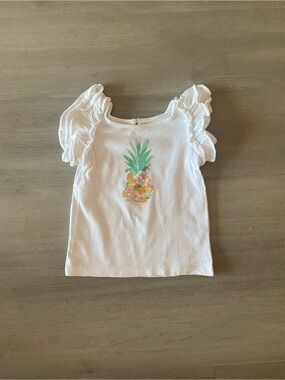 Janie and Jack White Ruffle Sleeve Pineapple Tee